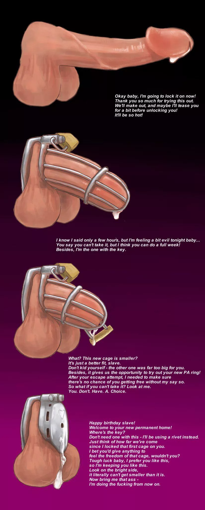 Every cuck’s or slave’s dream. Permanent chastity🔒. Wish this was your progress?😈😈