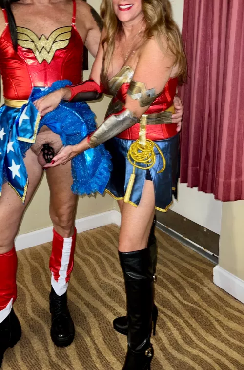 Halloween Fetish Party Wonder Woman twins. However, it is still Locktober Cucky!
