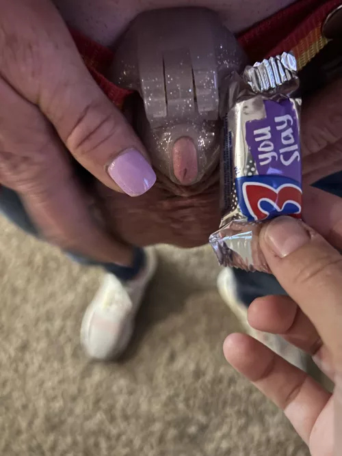 How tiny is my sissy husband 🤷🏼‍♀️ 🤏🏻🤭 I don’t think it can slay anything!