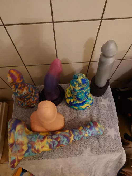 just washed these after the biggest session in literally forever. L Aux - L Nox - L Archer Cut - L Nova - XL Orochi - XL Chance Unflared, finished with my big stallion inside🤤