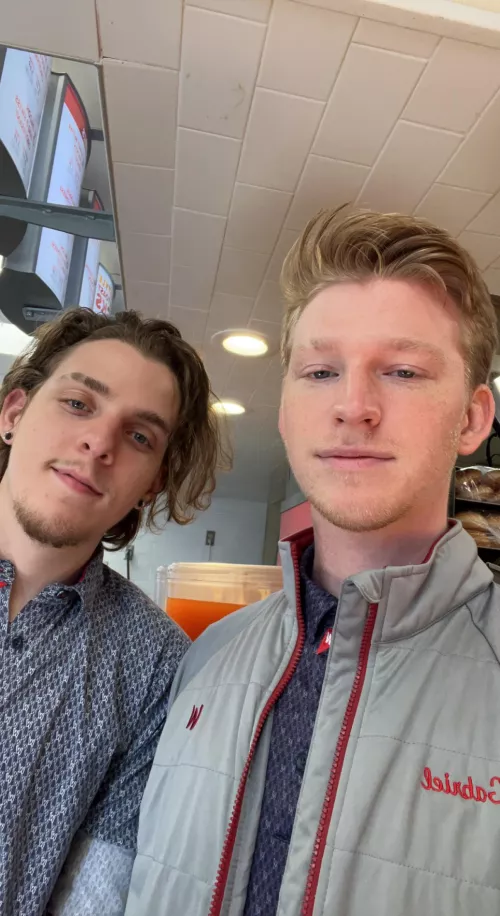 Me (right) and the bf at work