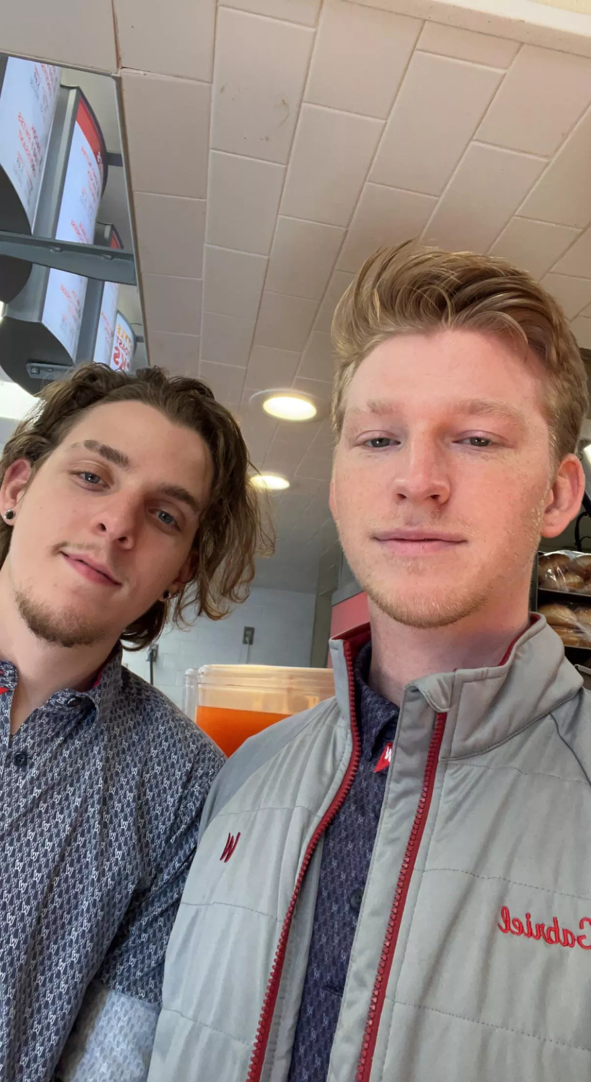 Me (right) and the bf at work