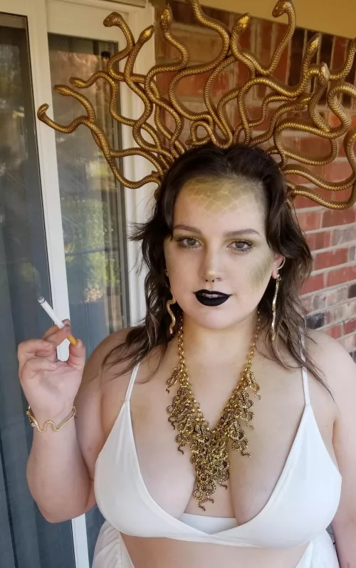 [OC] my delicious [F]26 sub wife LOVES a smoke in the Autumn air. Happy Halloween!