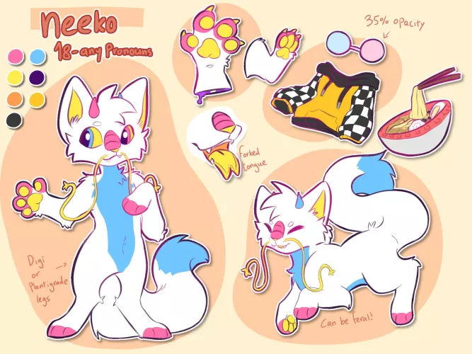 ref sheet for my sona, Neeko!! :) little dragon kitty