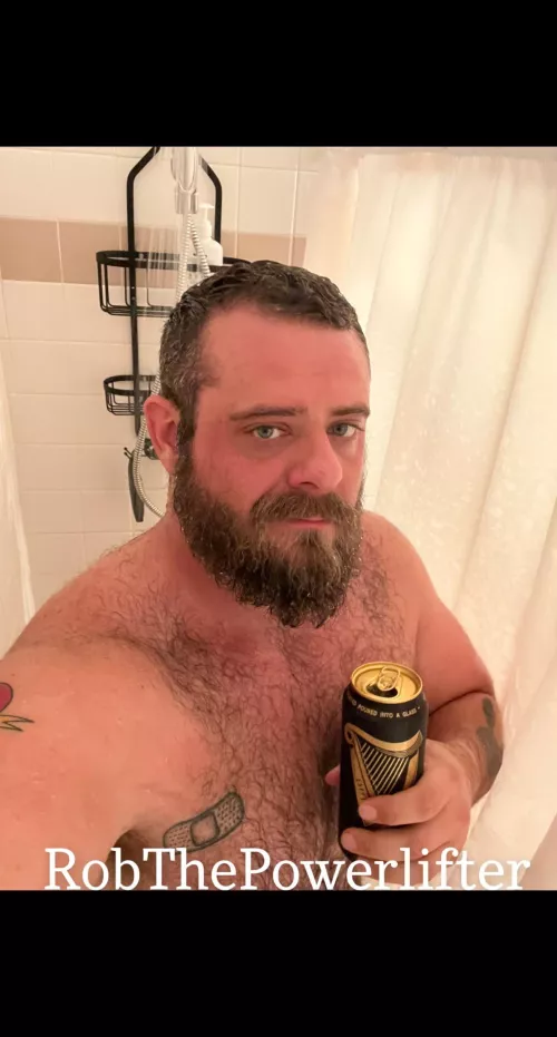 Shower beer after a long day.