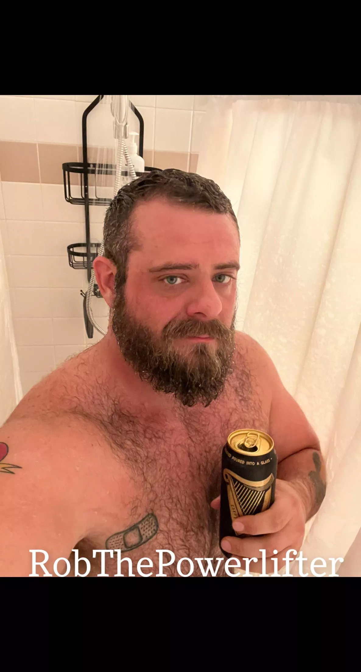 Shower beer after a long day.