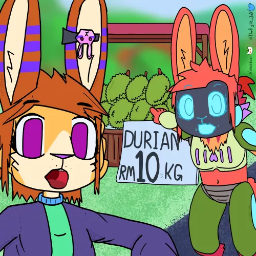 The bnuuy duo found some durian ( art by me @TheRight_Jeff on twitter )