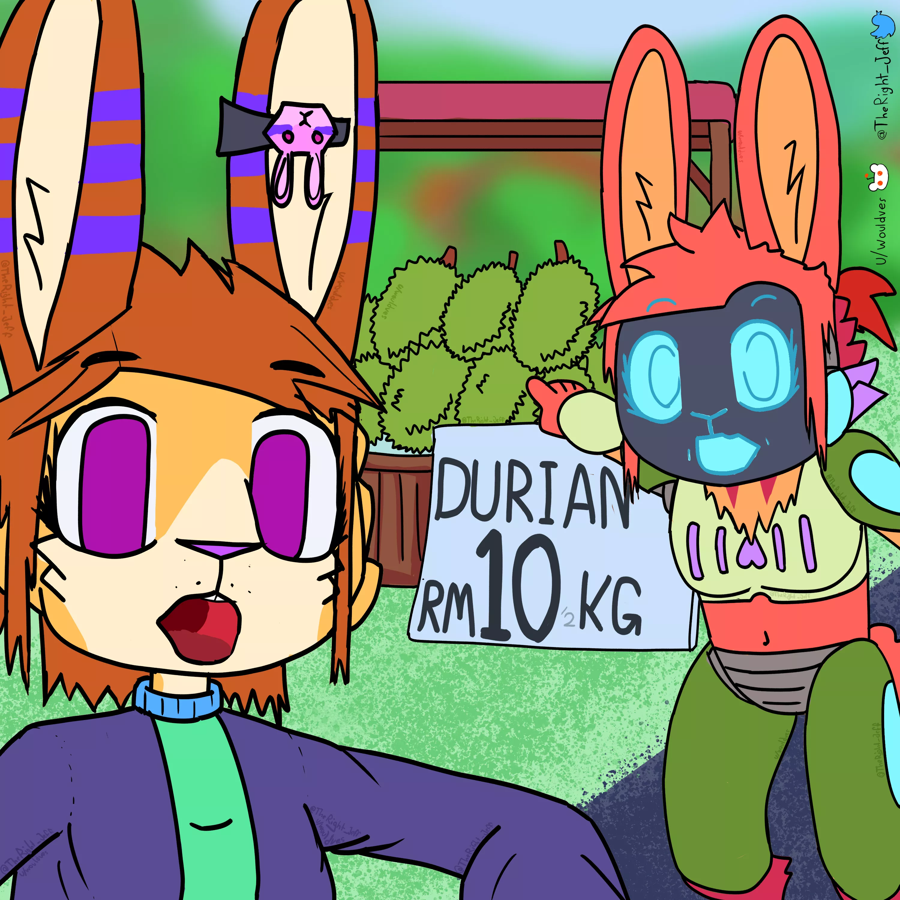 The bnuuy duo found some durian ( art by me @TheRight_Jeff on twitter )