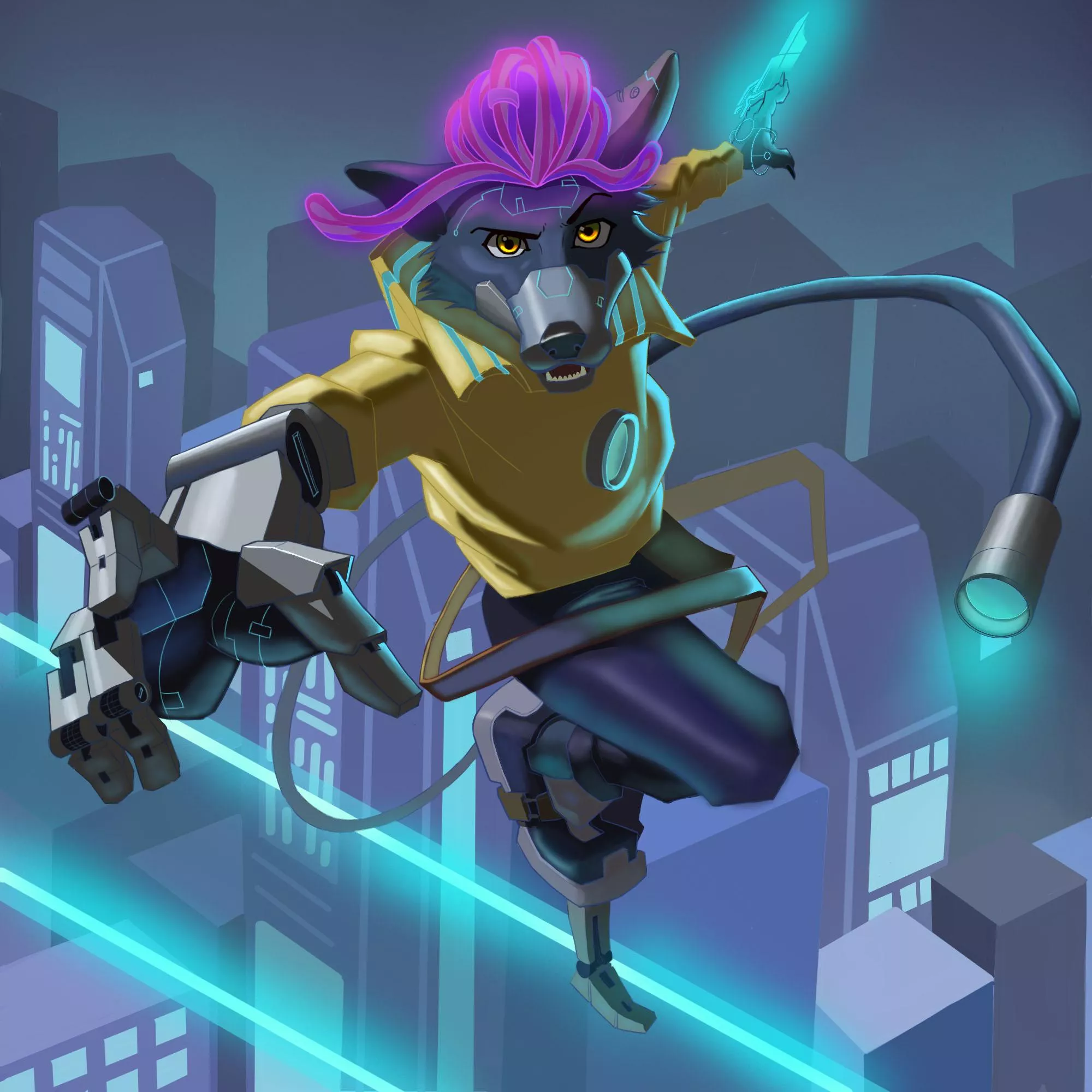 This is Walter my OC a hacker and thief in a cyberpunk world, watch out he might hack you and steal your heart! Commission open 2 slots left