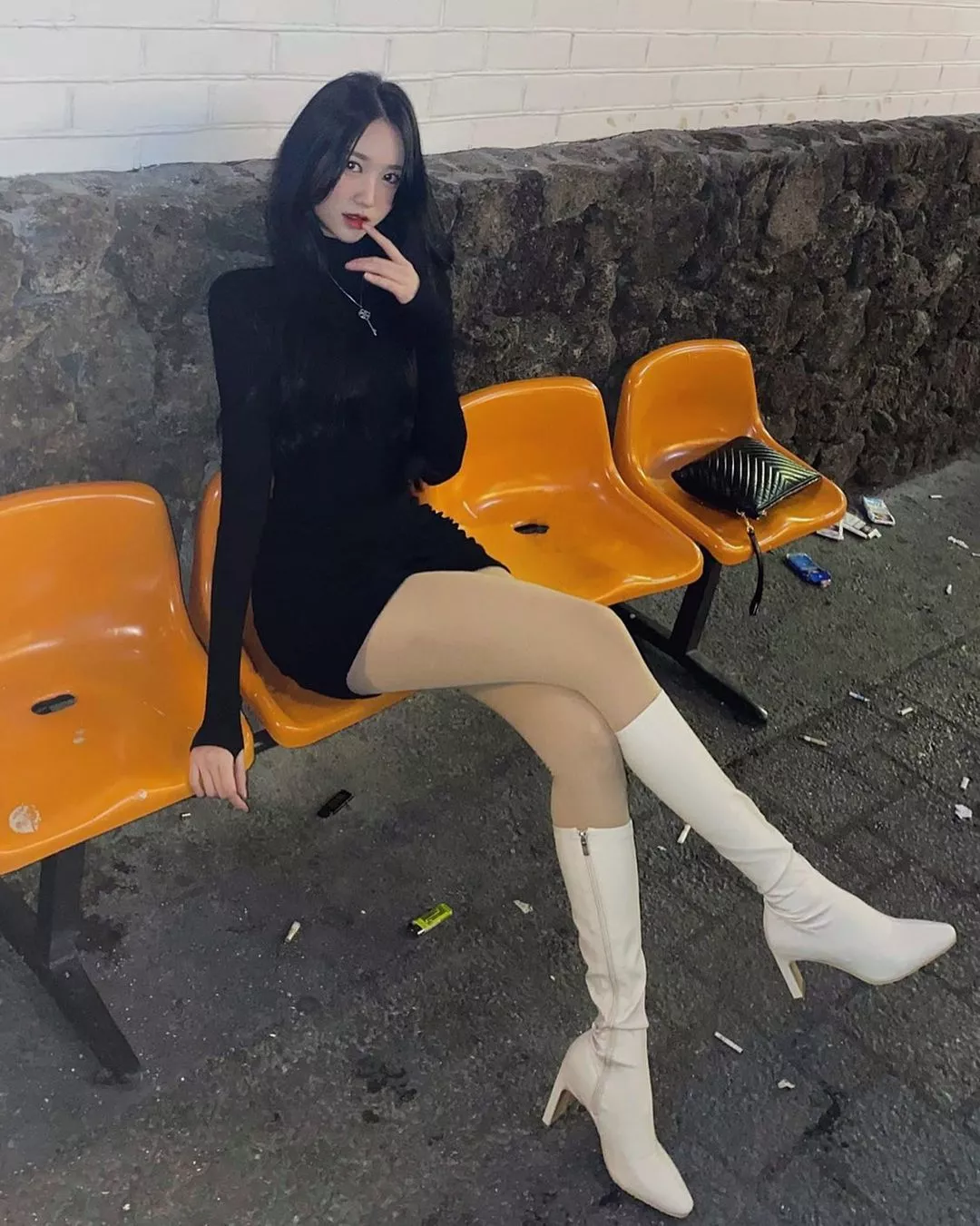 Tight dress and boots