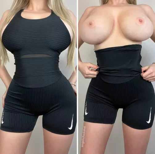 wanted to show you my boobs before I go workout 😋