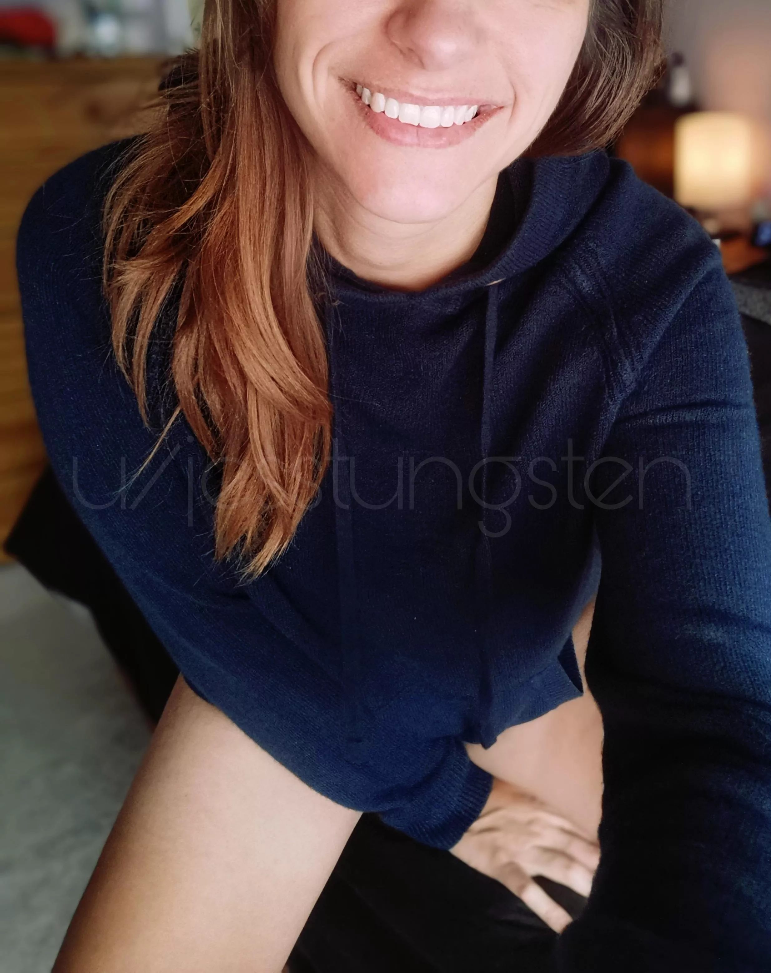 Wearing hubby's new hoodie! Love this time o[f] year!