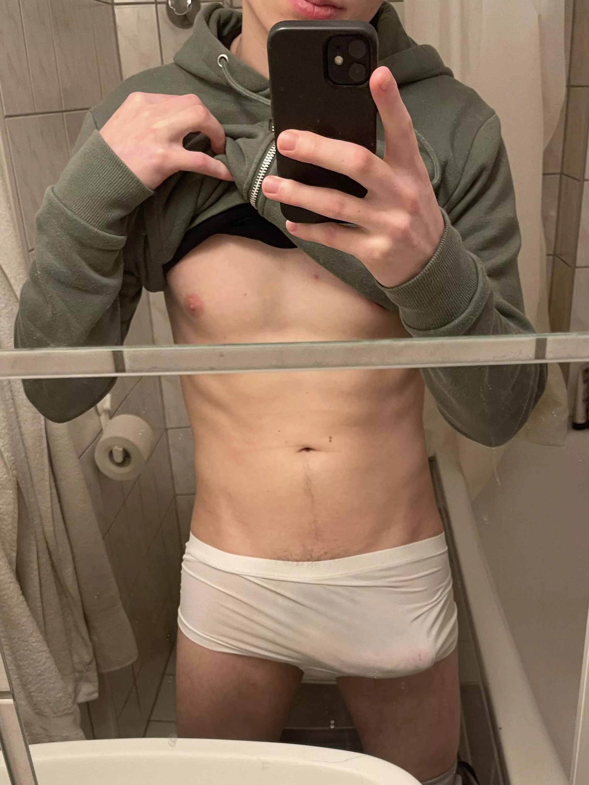 What it looks like when he is just hanging out in my pants.