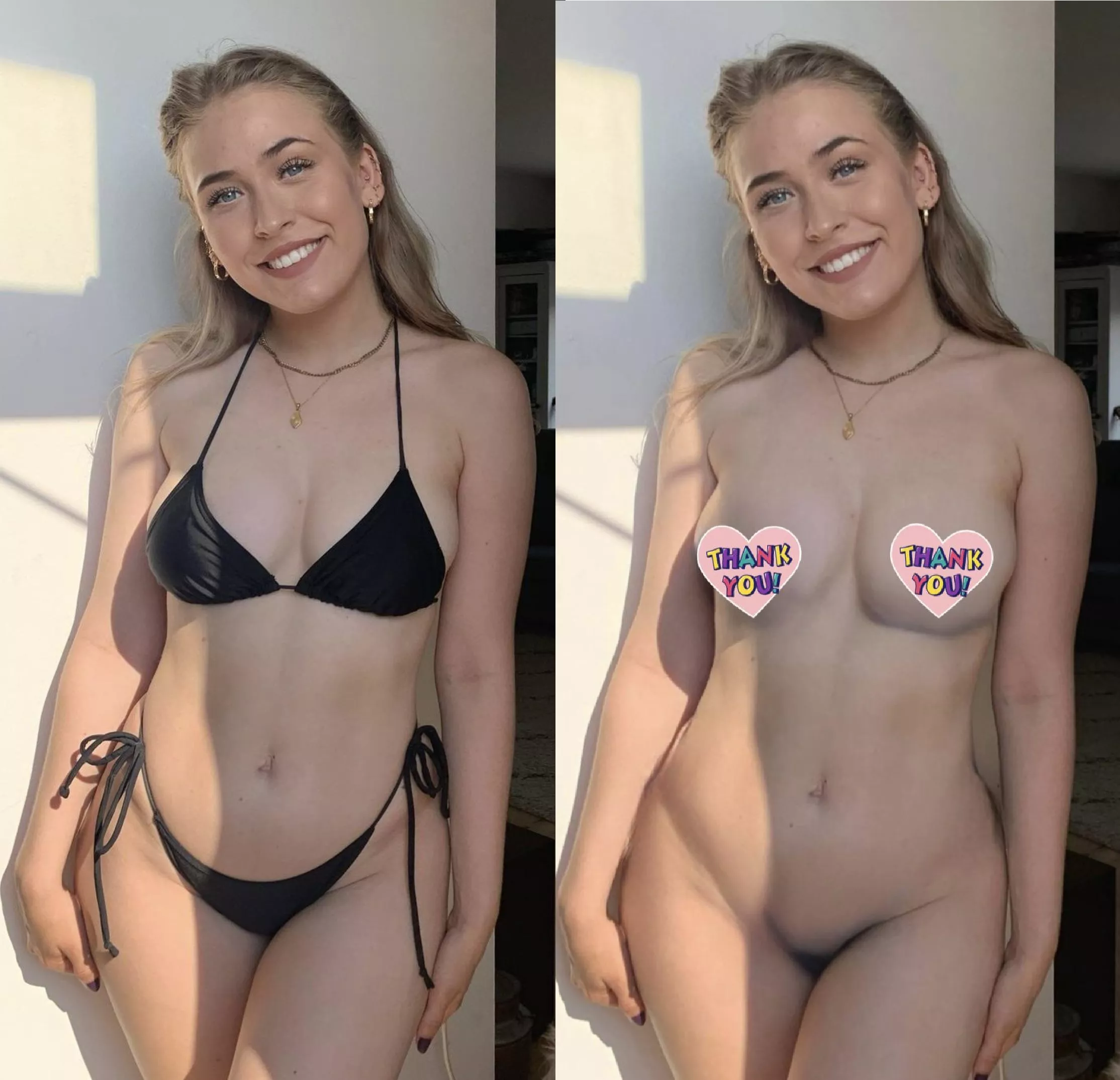 A eighteen year old girl my class in bikini