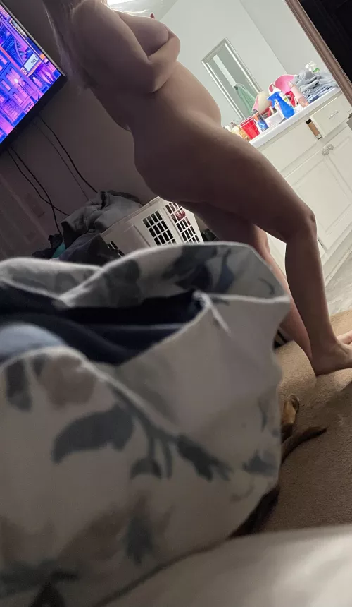 Admiring how heavy my tits are getting now.