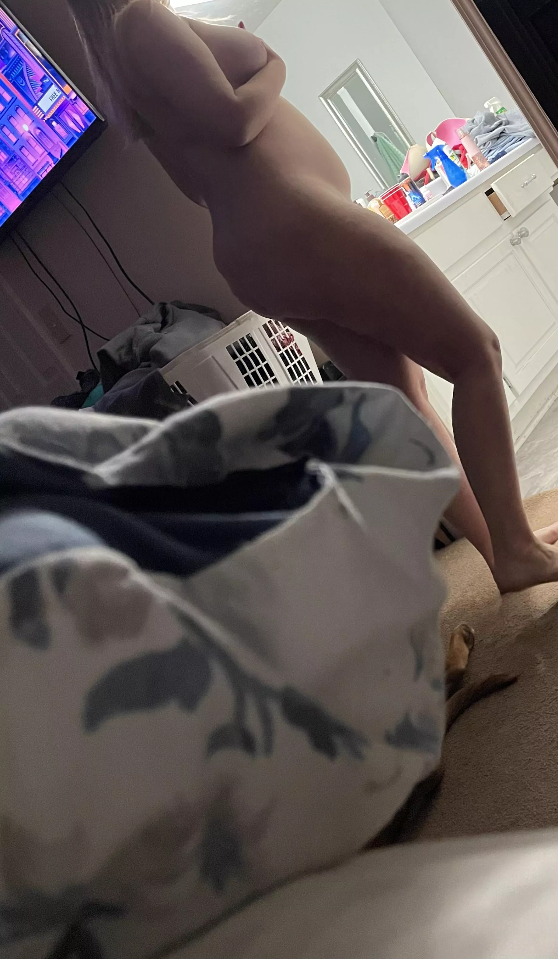 Admiring how heavy my tits are getting now.