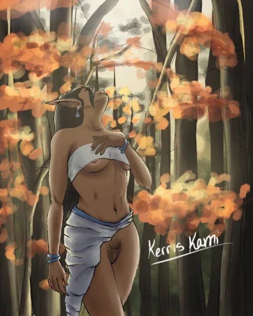 An elf in the forest, artwork by me