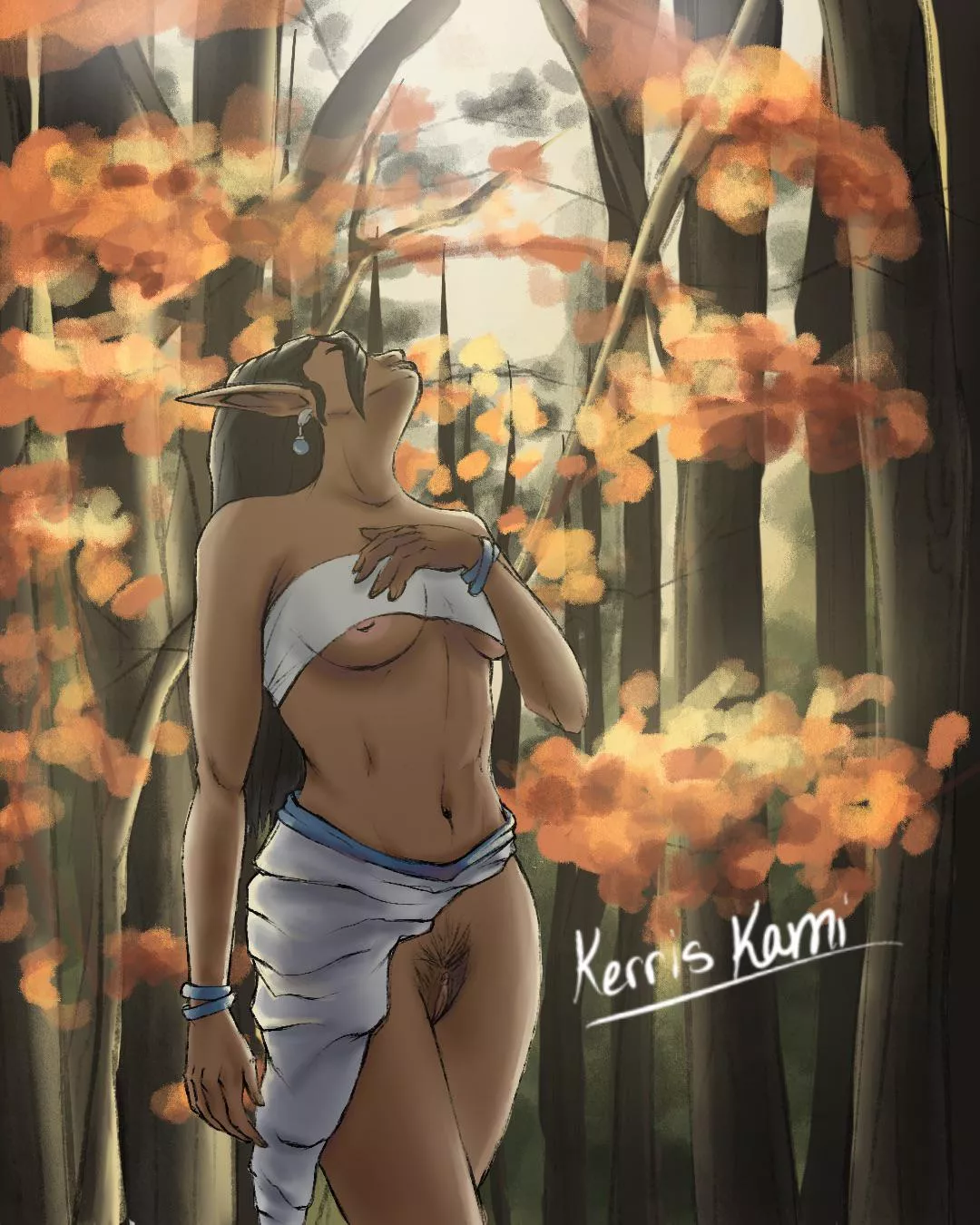 An elf in the forest, artwork by me