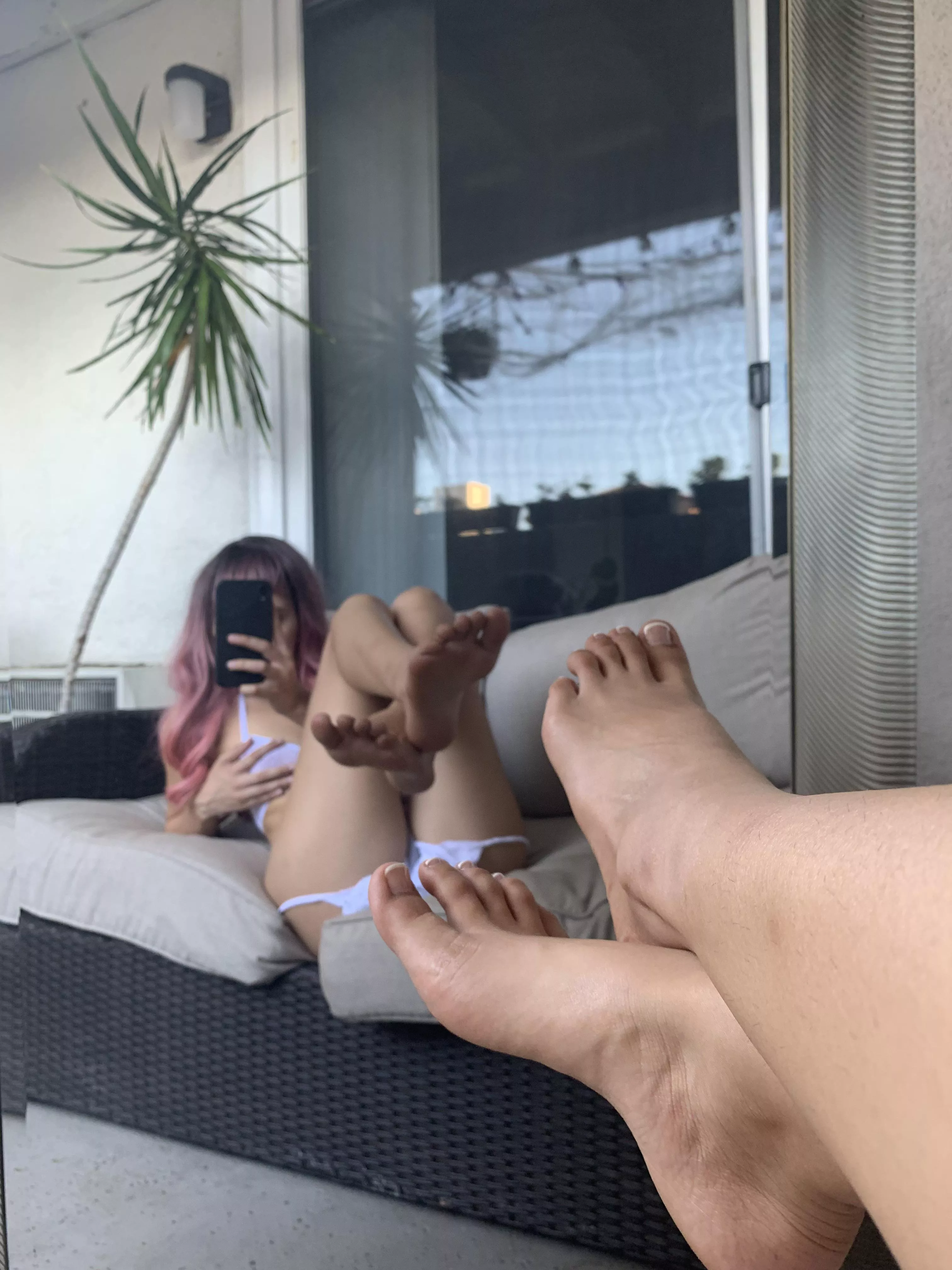 And if I slightly open my legs there’d be another treat..