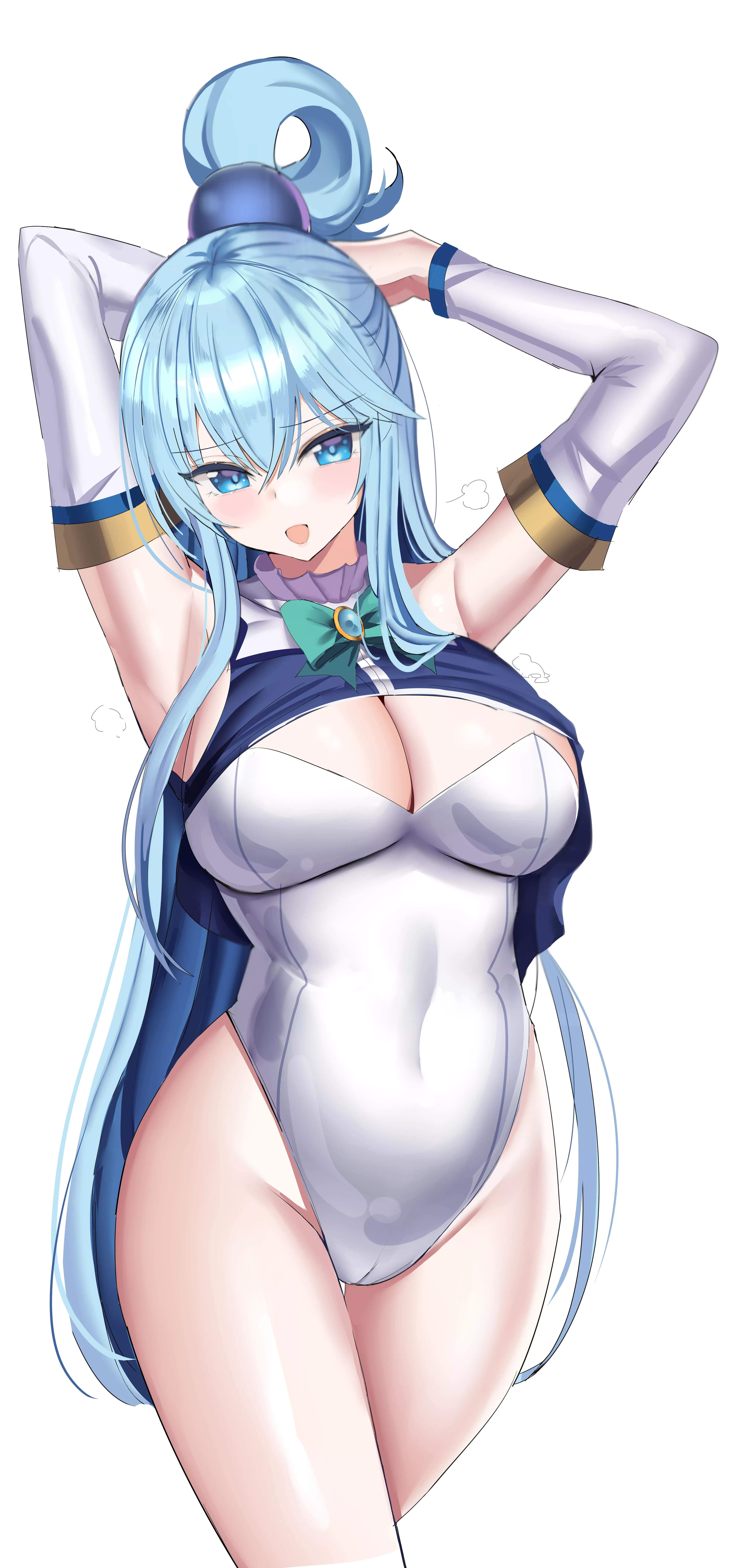 Aqua Highleg Leotard (Hanasaka Houcha) [Konsuba]