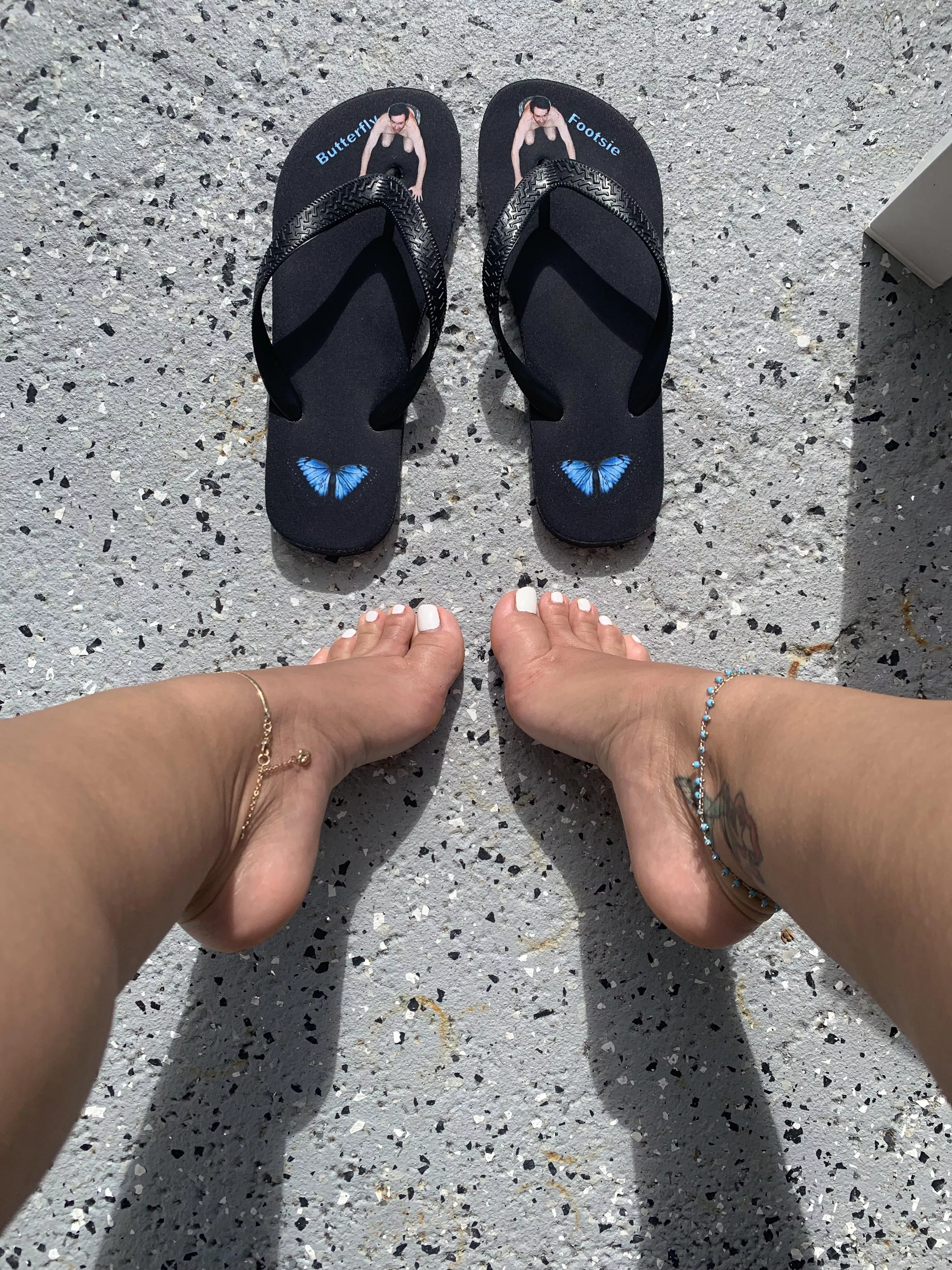 Butterfly footsie flip flops 🦋😋🤍