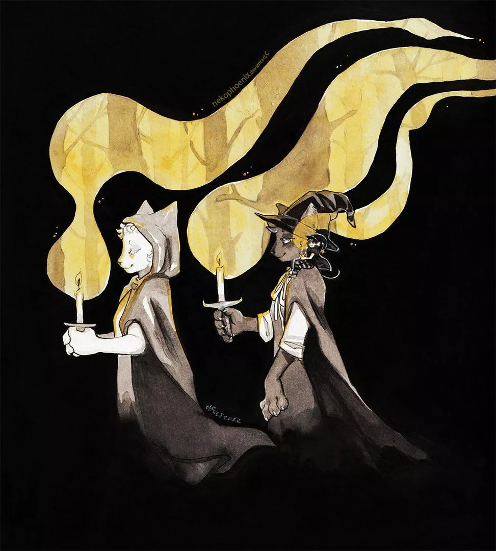 Candlelit Coven | Drawtober | Ink & Watercolour (oc)