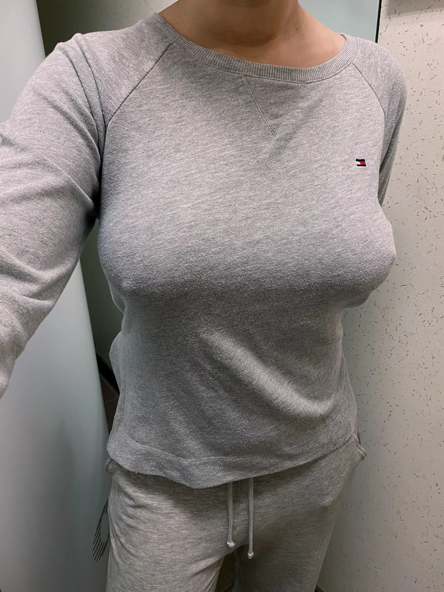 Comfy clothes and nothing is more comfortable than not having a bra on :)