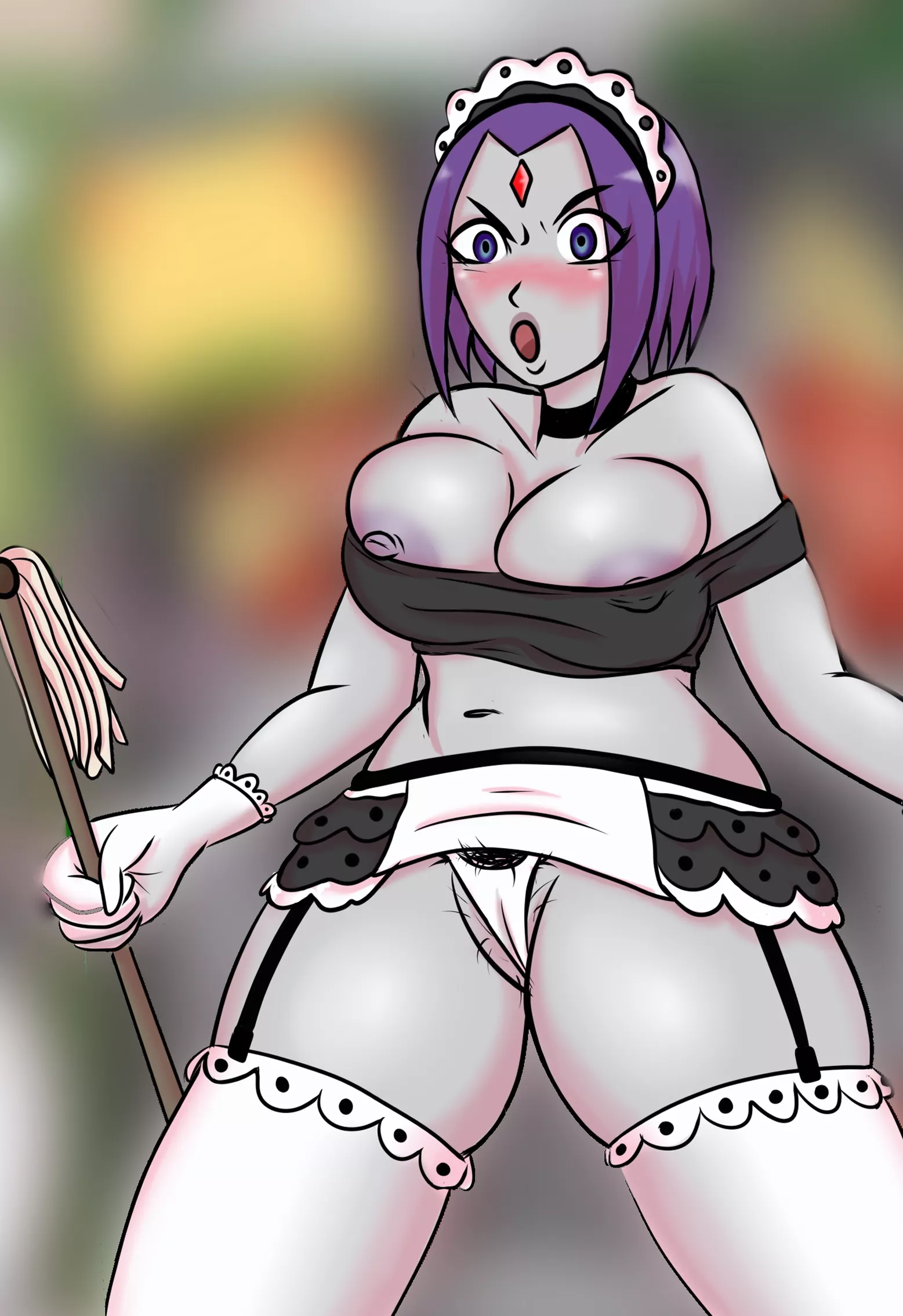 comic panel cutout of Raven dressed as a maid [EnergyPepi]