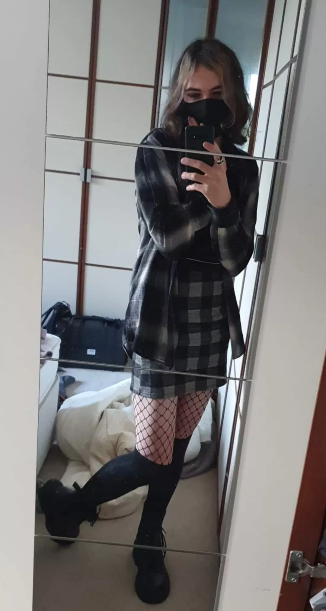 First time dressing up! Feel so cute and happy! (ignore messy room)
