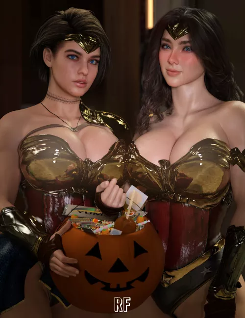 Jill as Wonder Woman with Wonder Woman (Rude Frog 3D) [Resident Evil & DC]