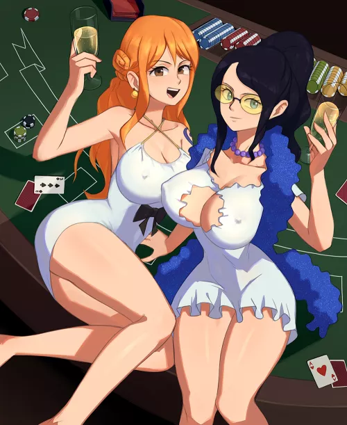 Nami and Nico Robin at the casino (Barleyshake) [One Piece]