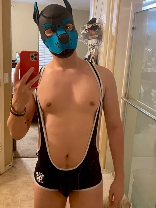 Pups first singlet!! Anyone wanna wrestle?