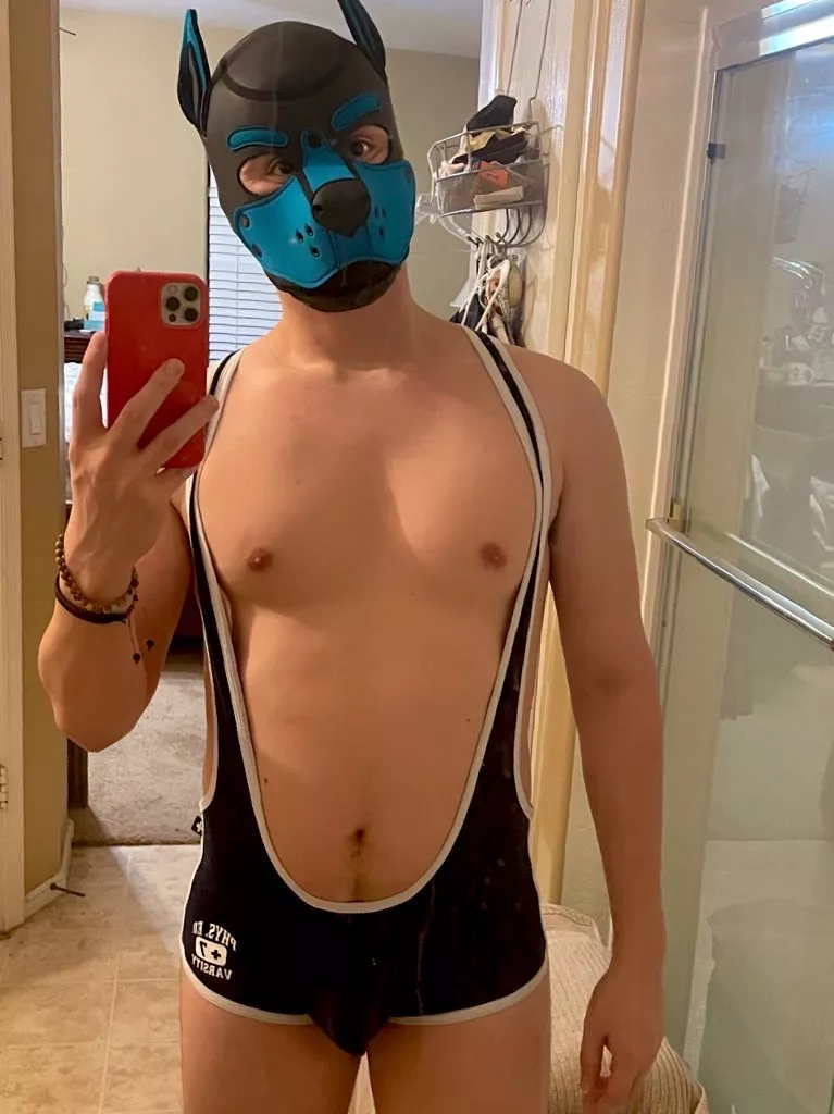 Pups first singlet!! Anyone wanna wrestle?