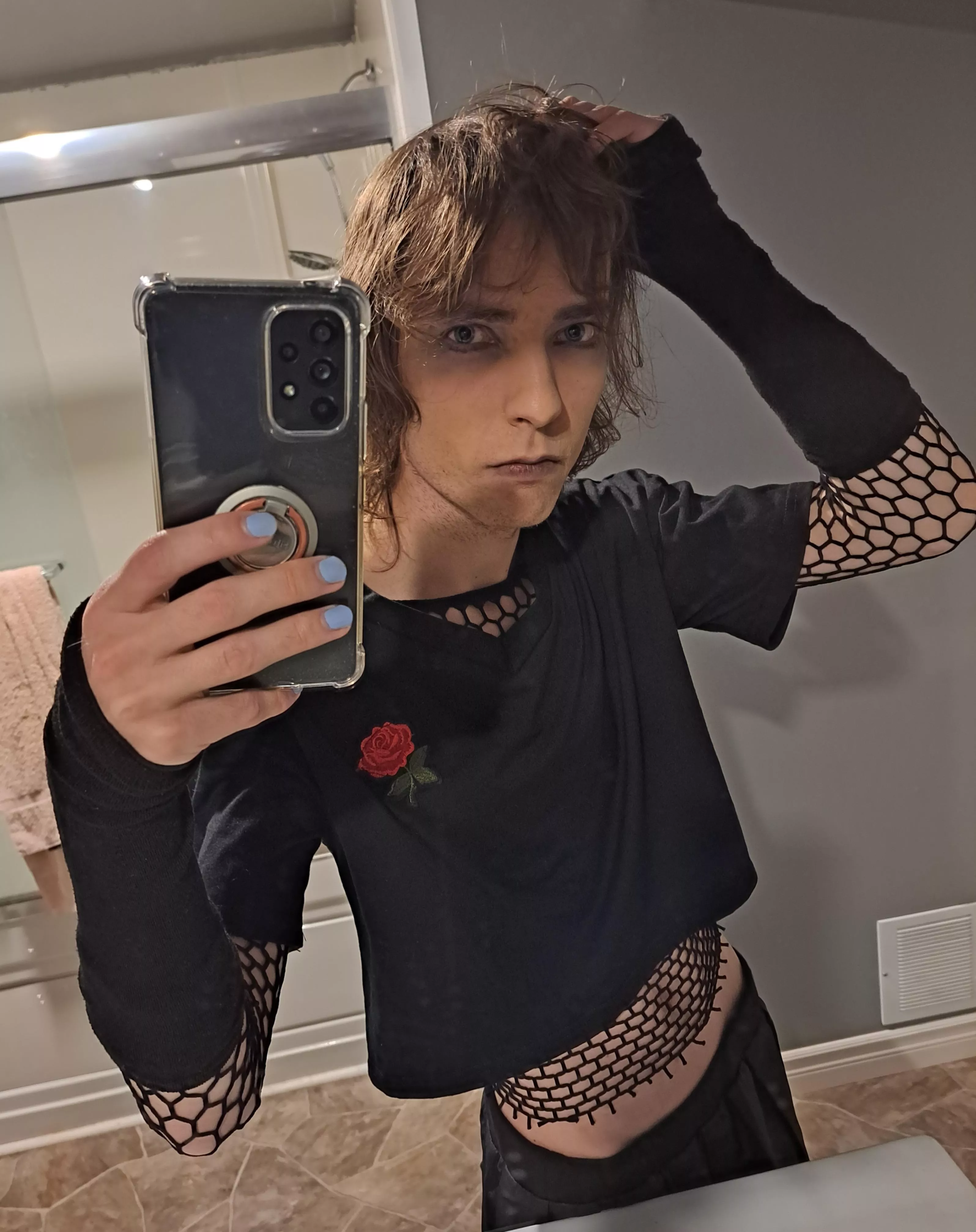 spooky goth femboy says happy Halloween...or whatever