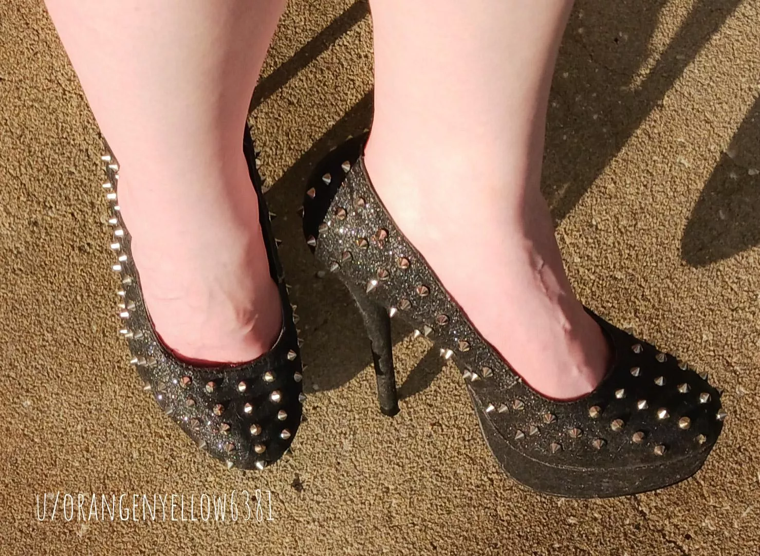 Studded sparkly heels