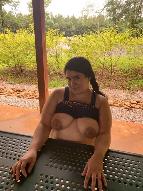 The picnic table by the parking lot at work [IMG]