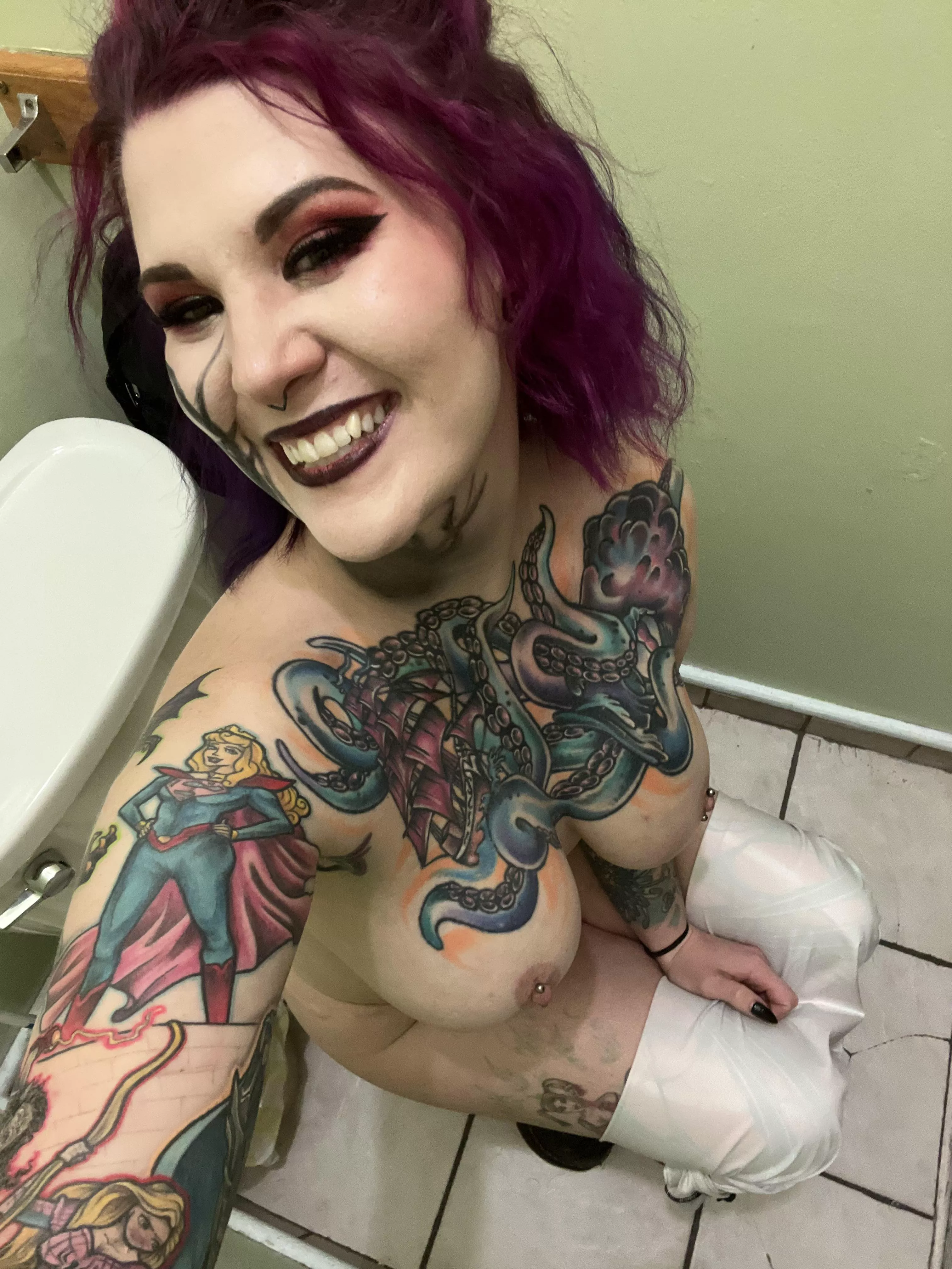 This is a typical bathroom break for anyone who wears a one piece costume