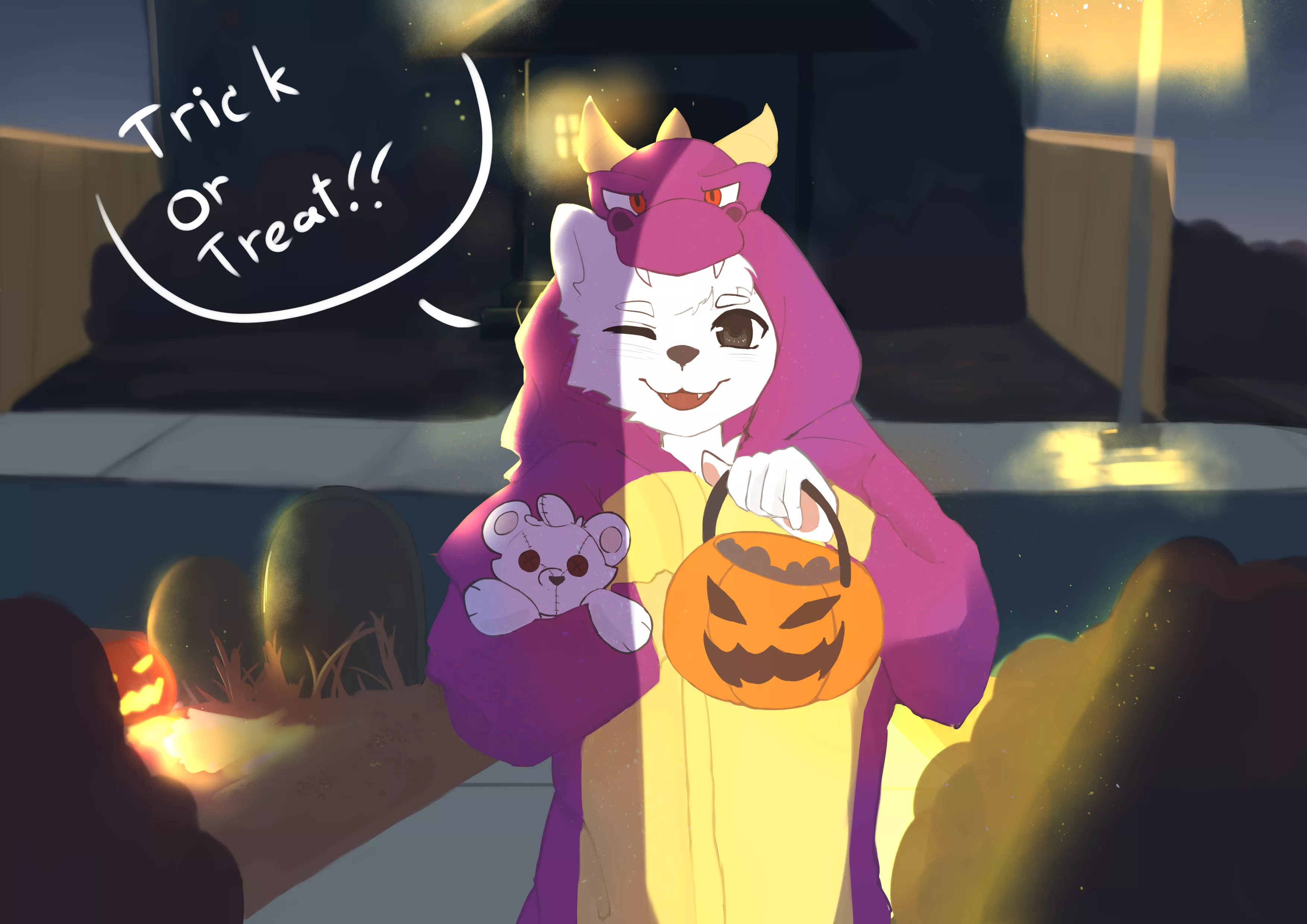 Trick or treating in my Spyro kigurumi - By @Noshi_shino2 on Twitter for Me
