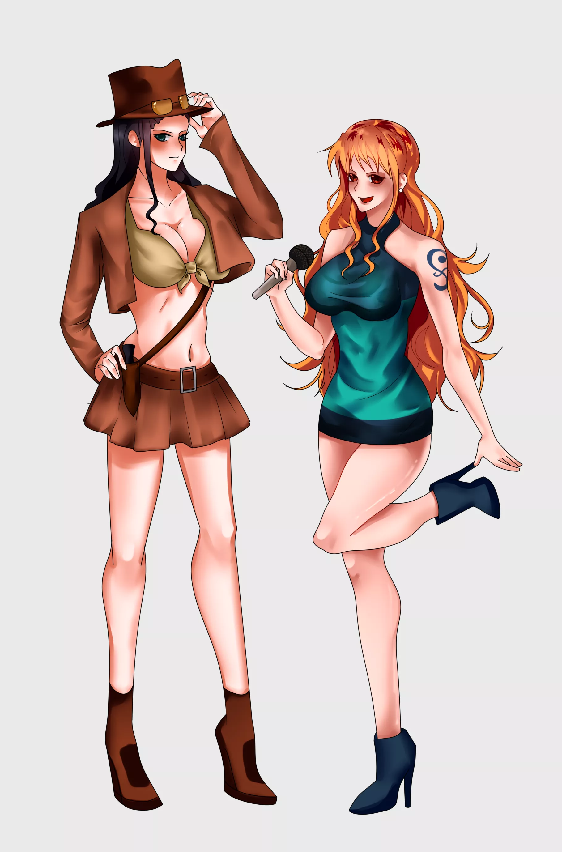 Weather girl nami and indiana jones robin (alliumiao) [one piece] commissioned by darkrobbe1