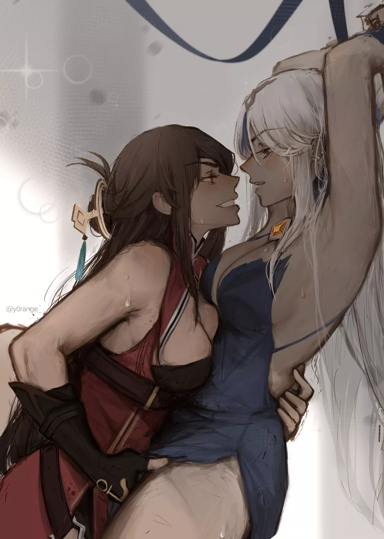 Beidou pleasuring a tied up Ningguang [Genshin Impact] [y0range]