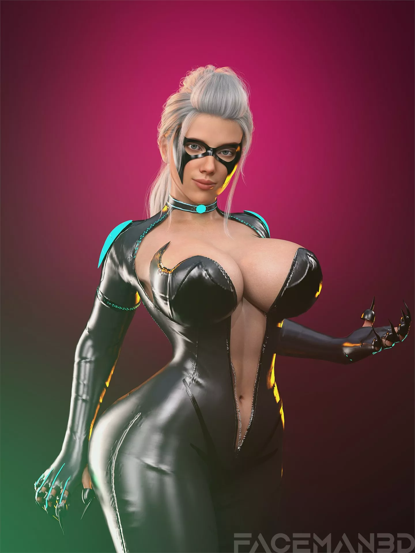 Black Widow as Black Cat (Faceman3D) [Marvel]