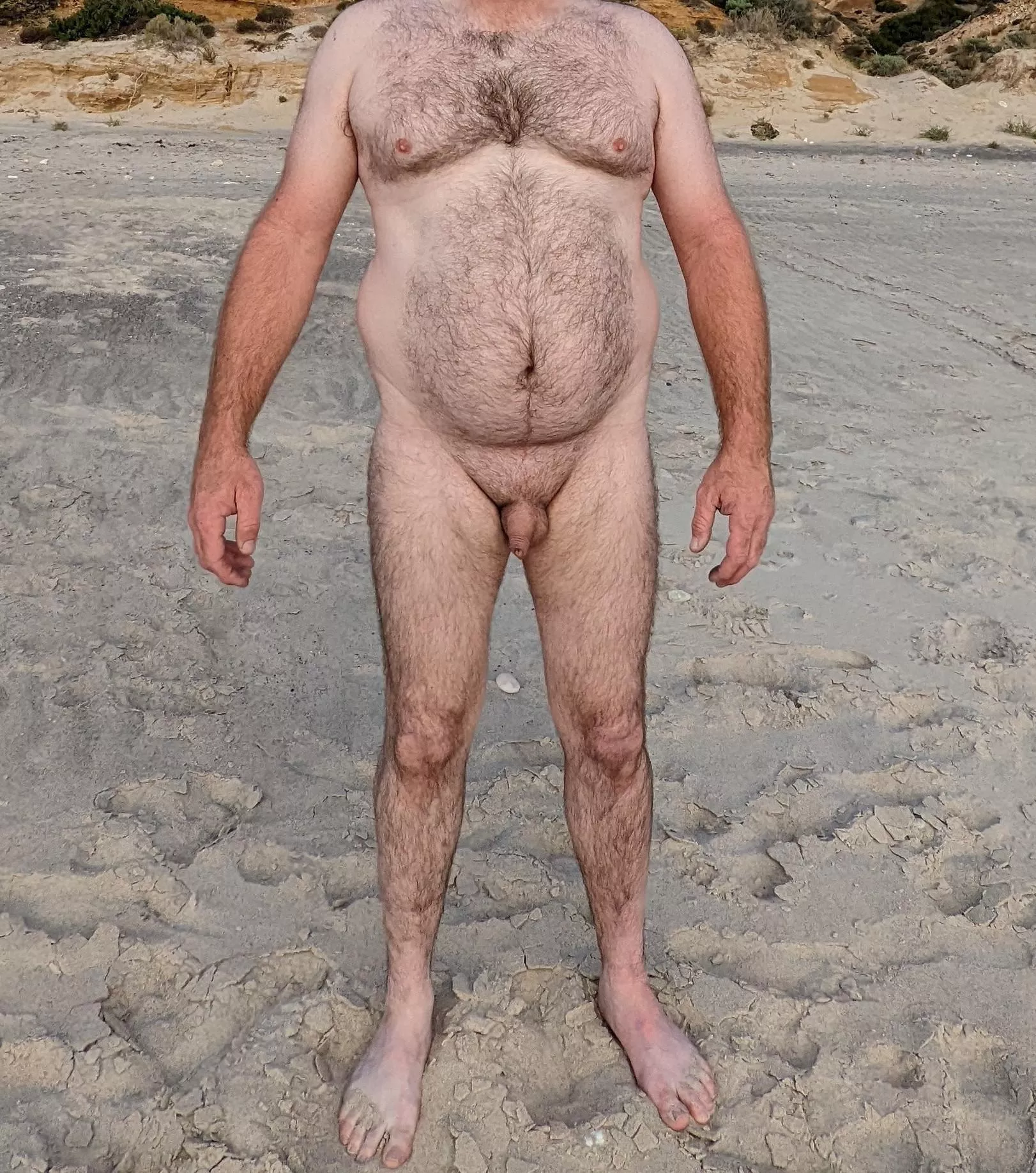 Enjoying the nudist beach.
