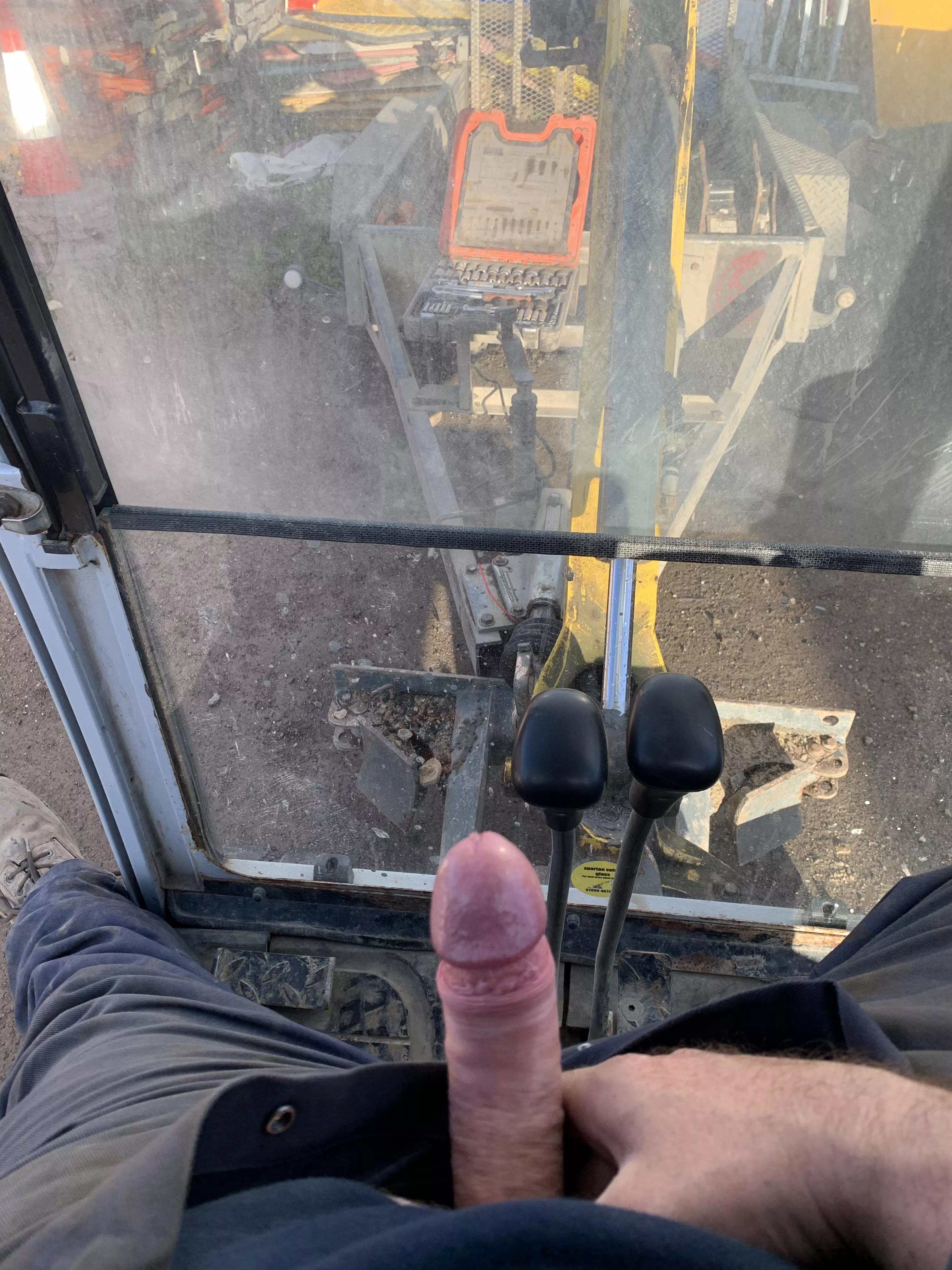 Excavator broken down, waiting for mechanic