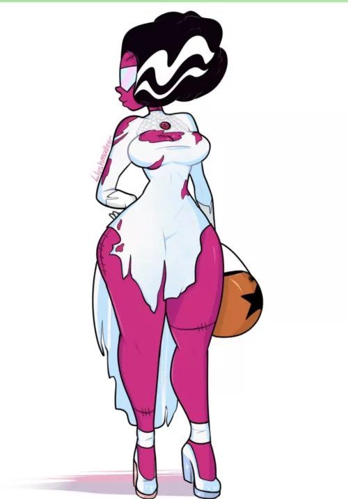 Garnet dress as Frankenstein's bride for Halloween