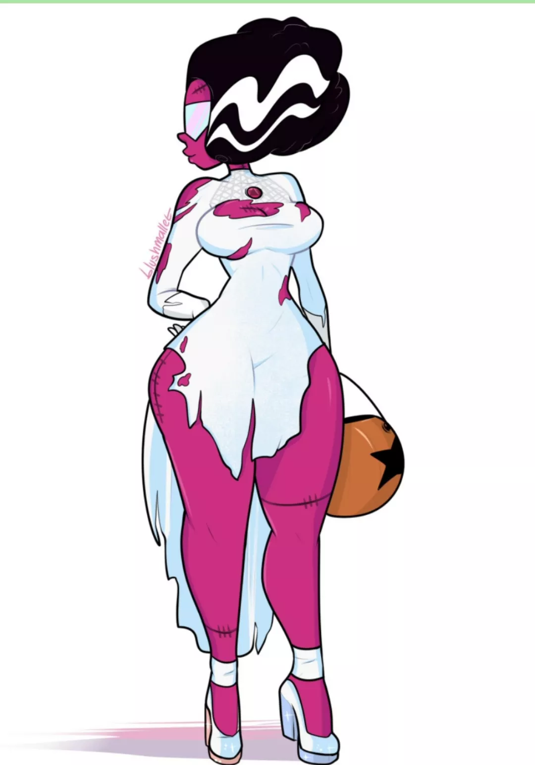 Garnet dress as Frankenstein's bride for Halloween