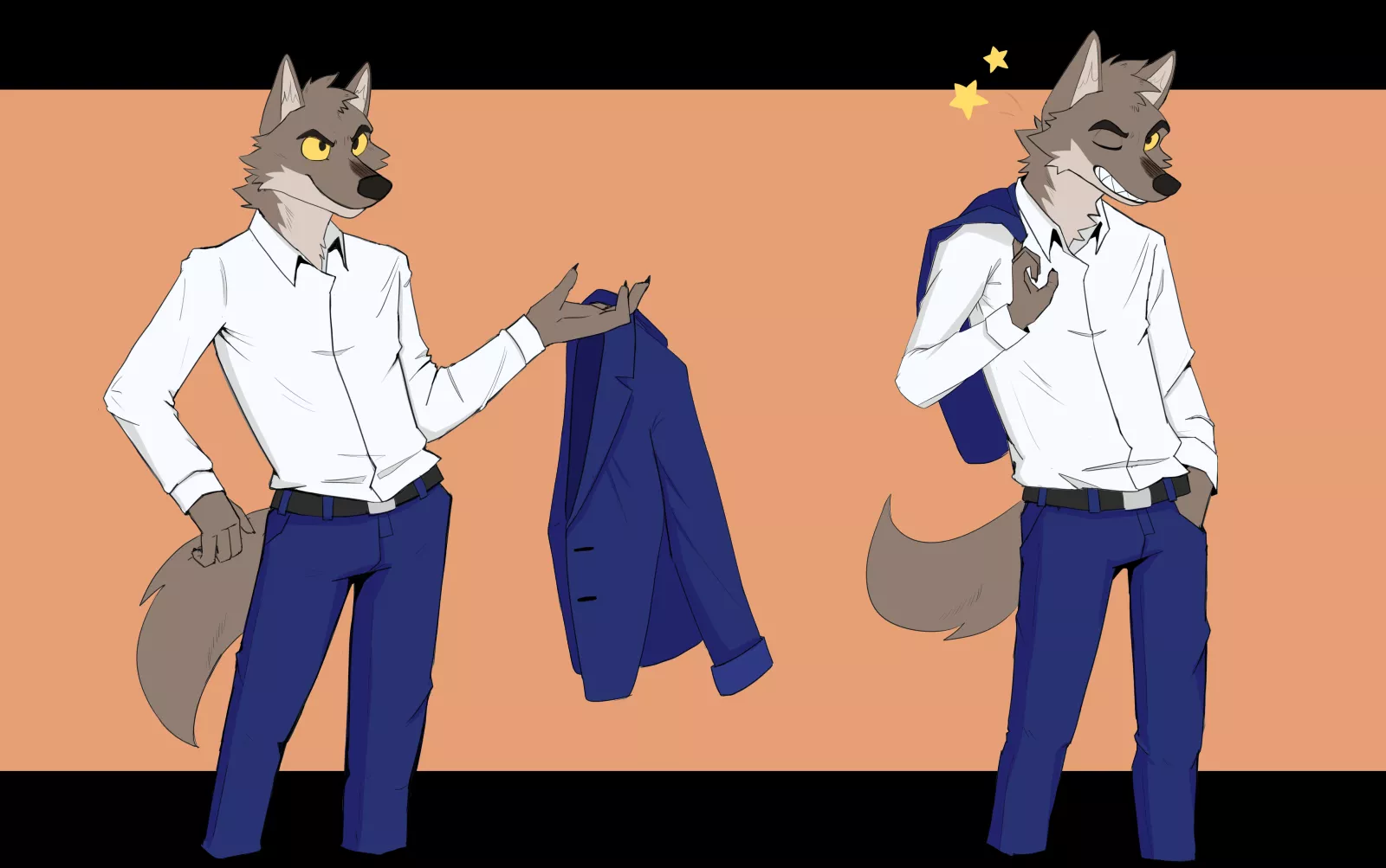 Getting ready for the ball (Mr.Wolf from TheBadGuys, art by me)