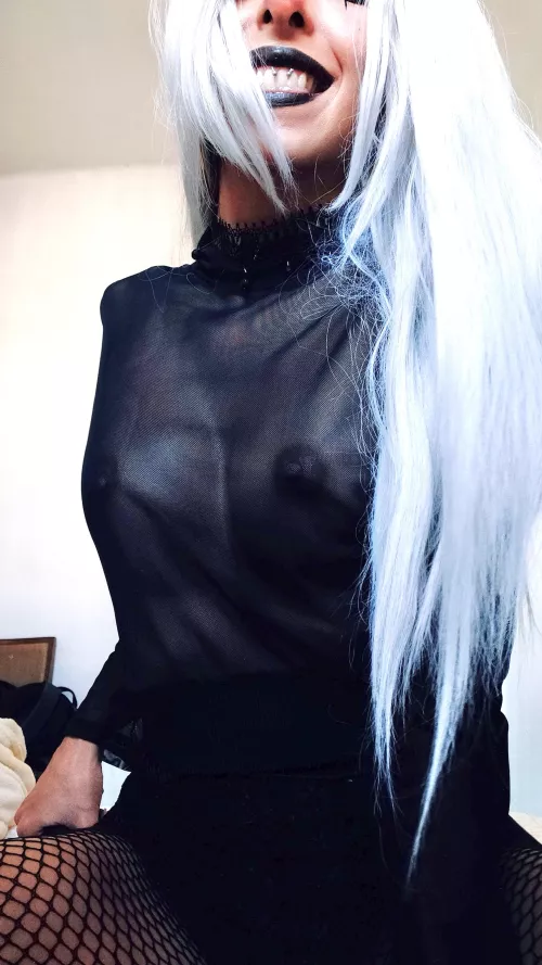 I hope you don’t mind about the black lipstick marks I’ll leave around your cock