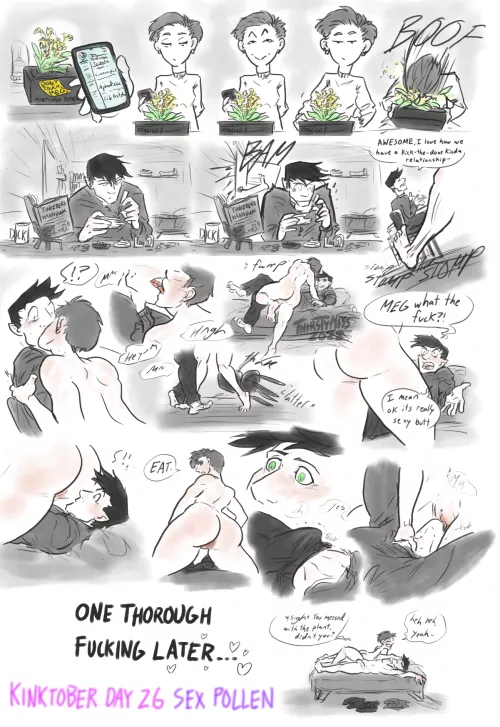 Kinktober Day 26 - Sex Pollen ~ Really had to twist his arm, huh?