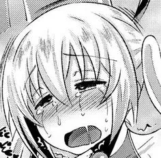 LF Mono Source: 1girl, bangs, bare shoulders, blonde hair, blush, close up, eyebrows visible through hair, face, foreign sfx, hair between eyes, half-closed eyes, long hair, motion lines, open mouth, saliva trail, sidelocks, sweat, tears, torogao, twinta