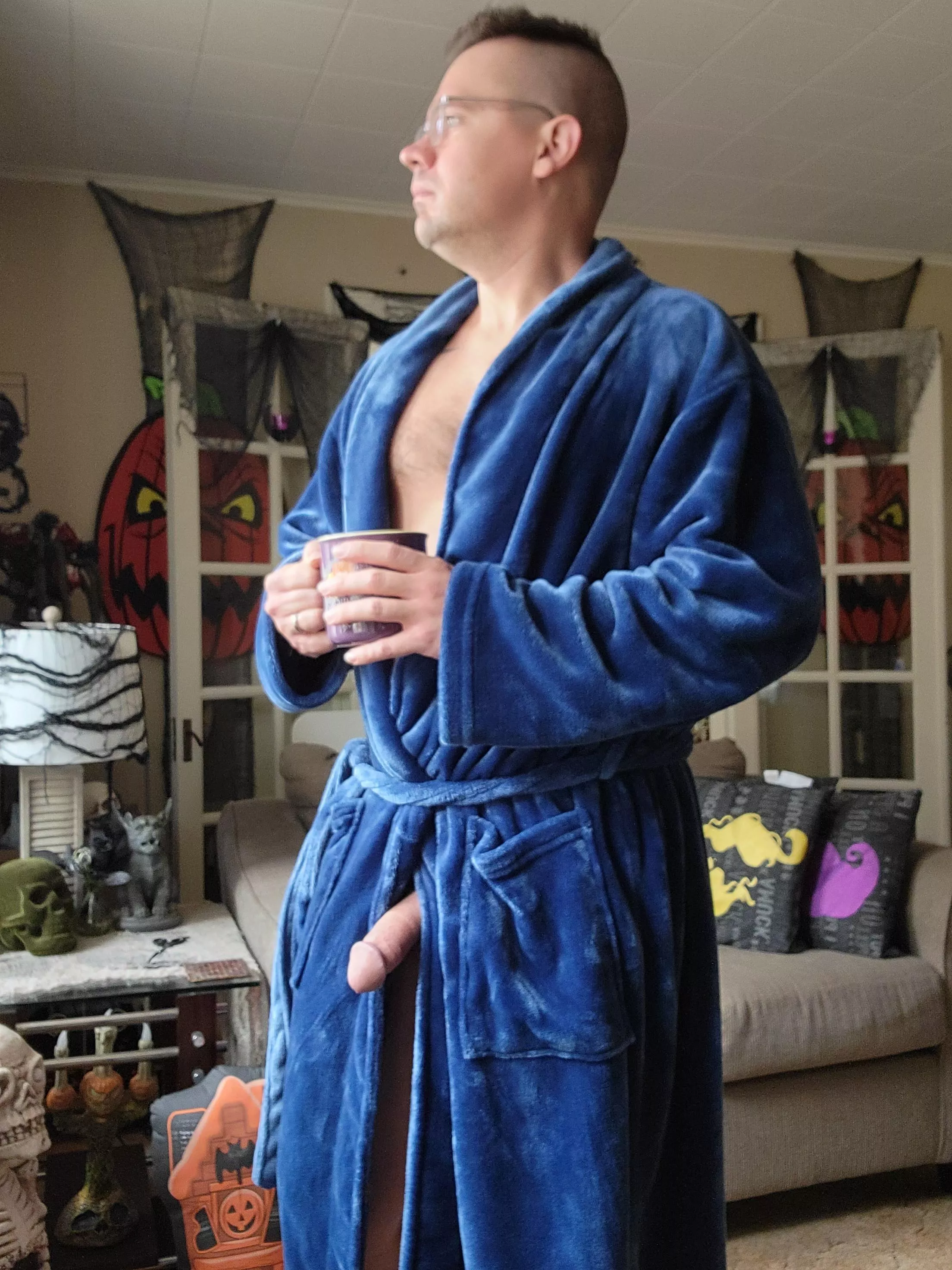 Most mornings my robe has a hard time keeping everything covered.